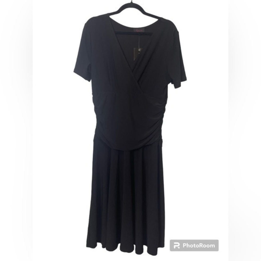 NEW Rekucci Y2K  3/4 Sleeve Little Black Dress With Ruching Size 14